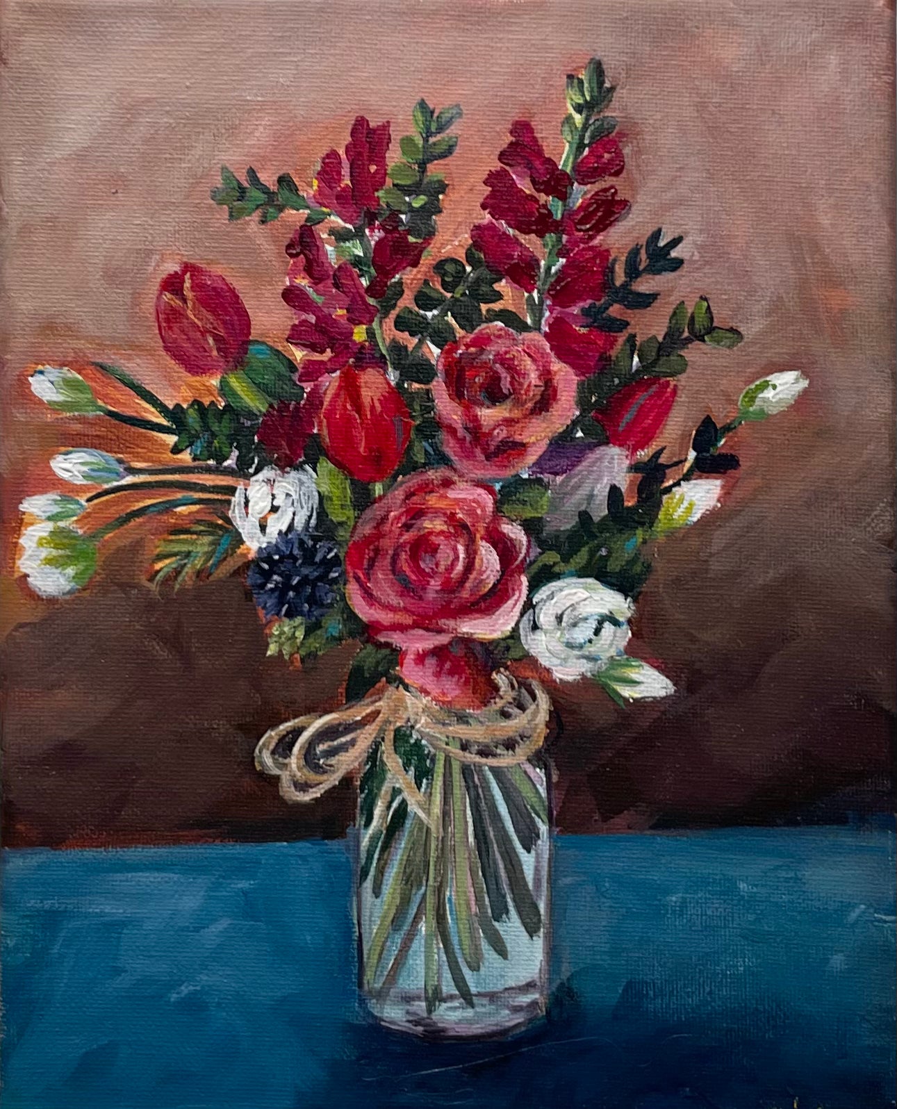 "Mason Jar Bouquet" Original Acrylic Painting
