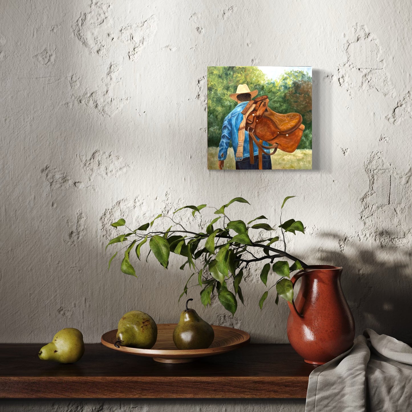 "Saddling Up" Original Oil Painting