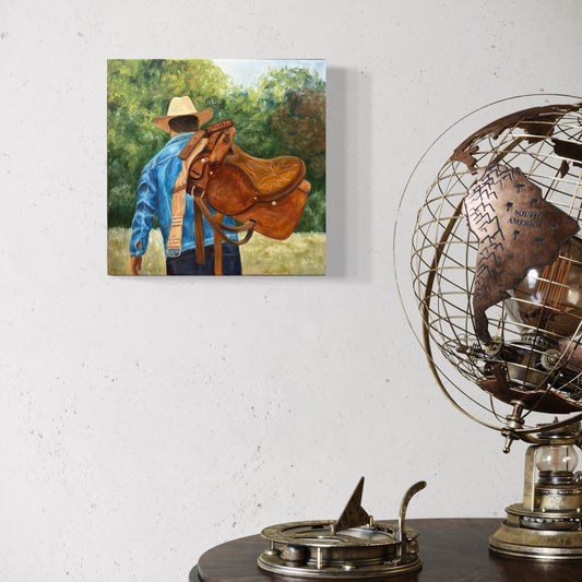 "Saddling Up" Original Oil Painting