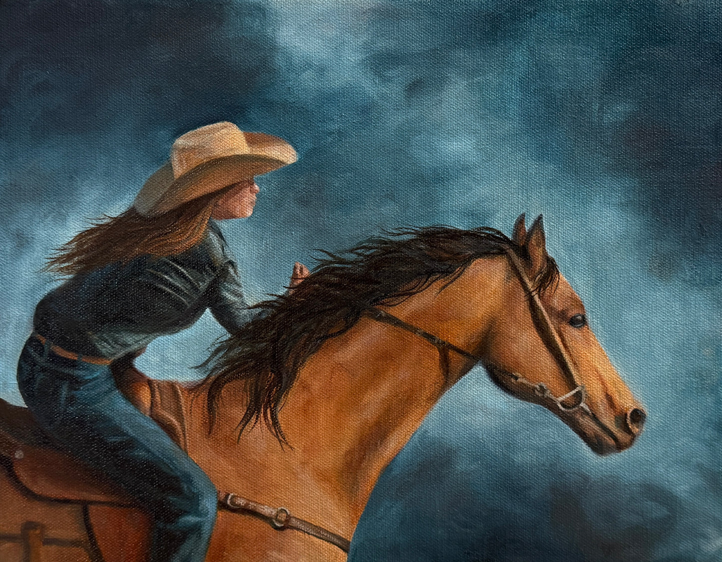 "Running Through Thunder" Original Oil Painting
