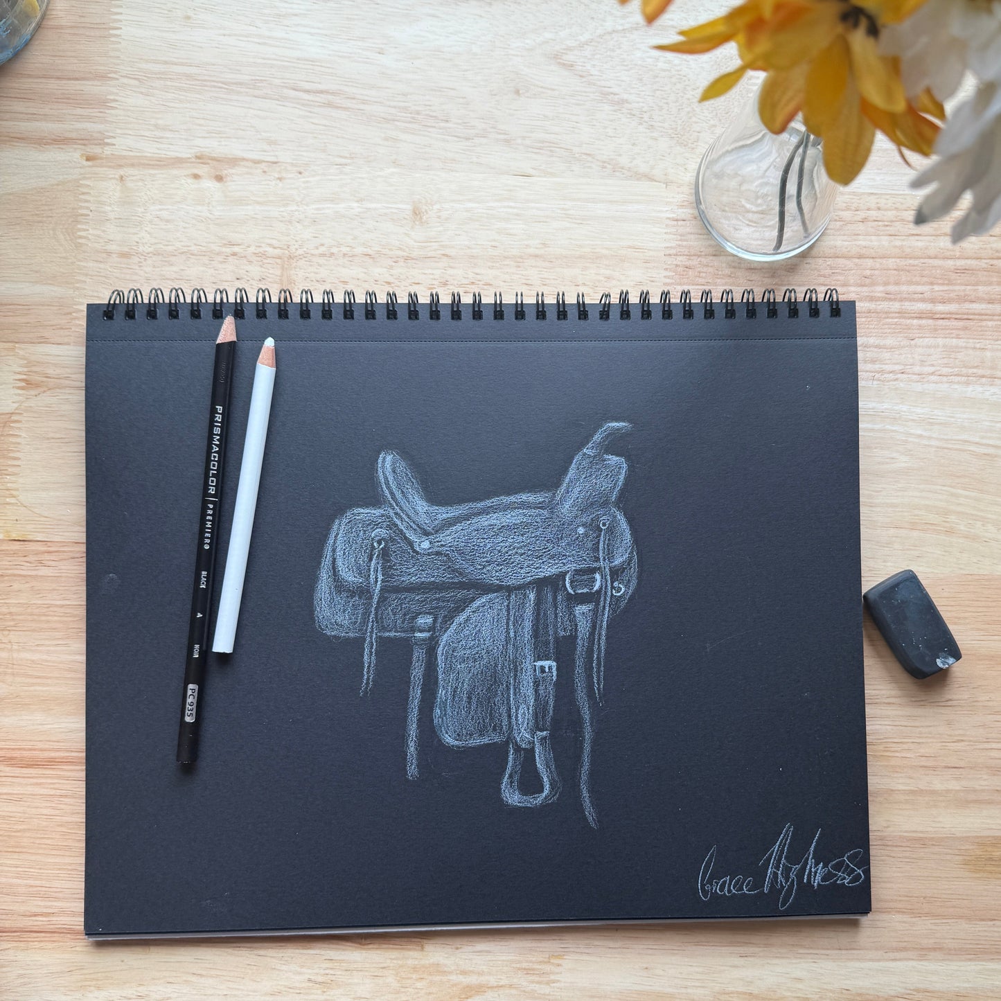 "The Western Saddle" Original Colored Pencil Sketch