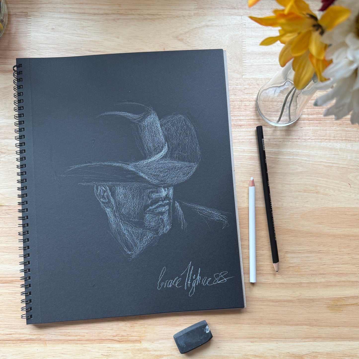 "Pensive Cowboy" Original Colored Pencil Sketch