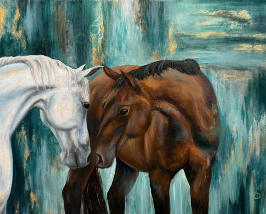 "A Little Love Story" Original Oil Painting