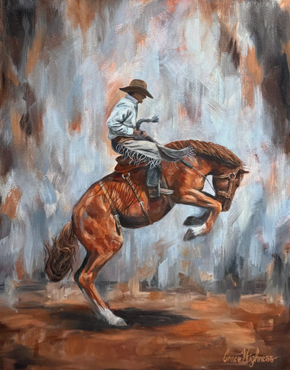 "Let 'er Buck" Original Oil Painting