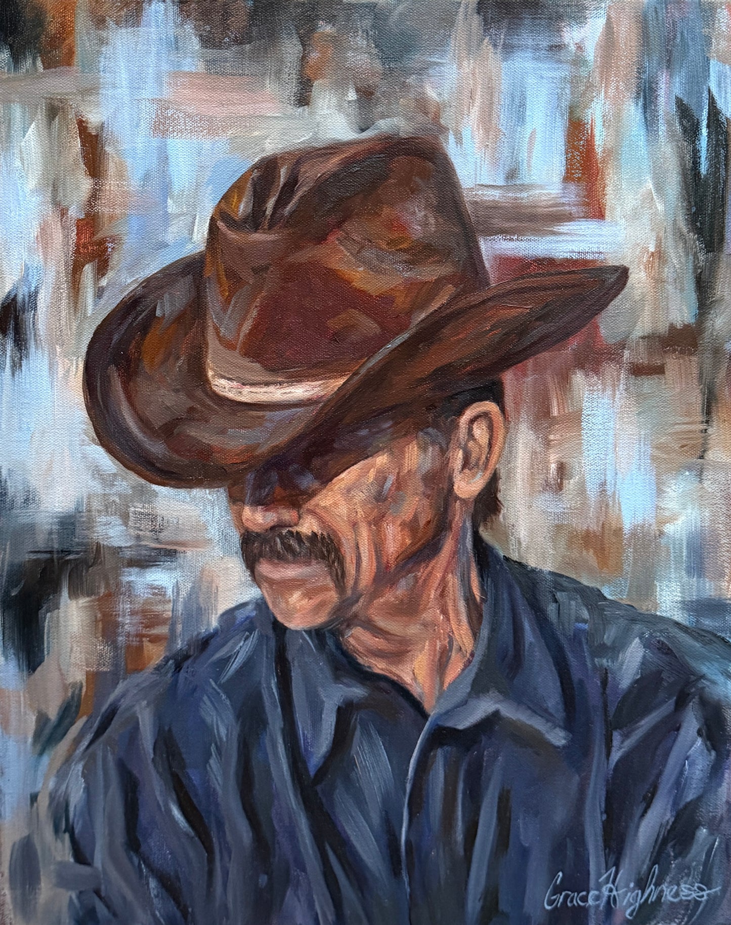 "The Pensive Cowboy" Original Oil Painting
