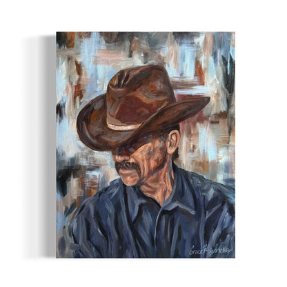 "The Pensive Cowboy" Original Oil Painting