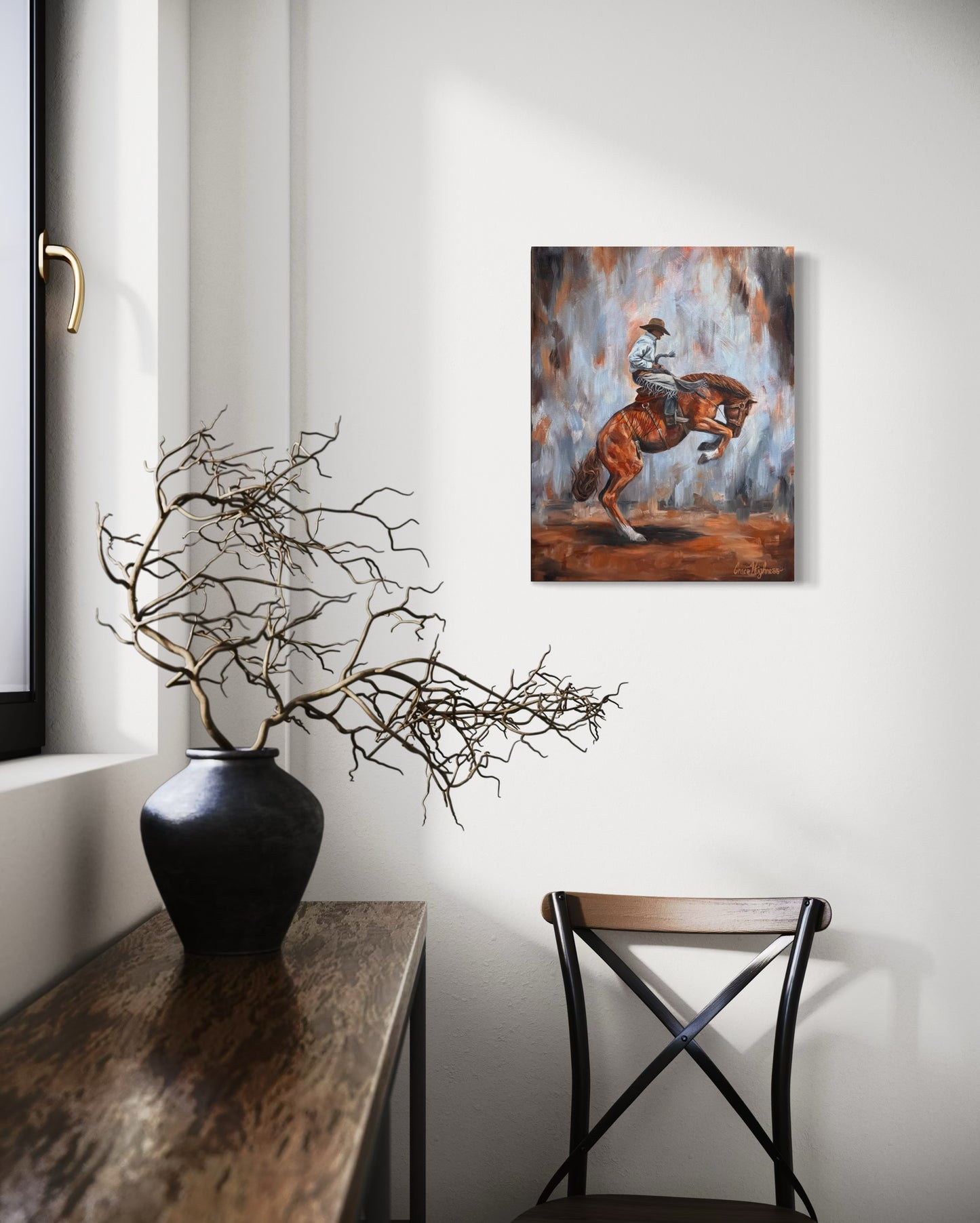 "Let 'er Buck" Original Oil Painting