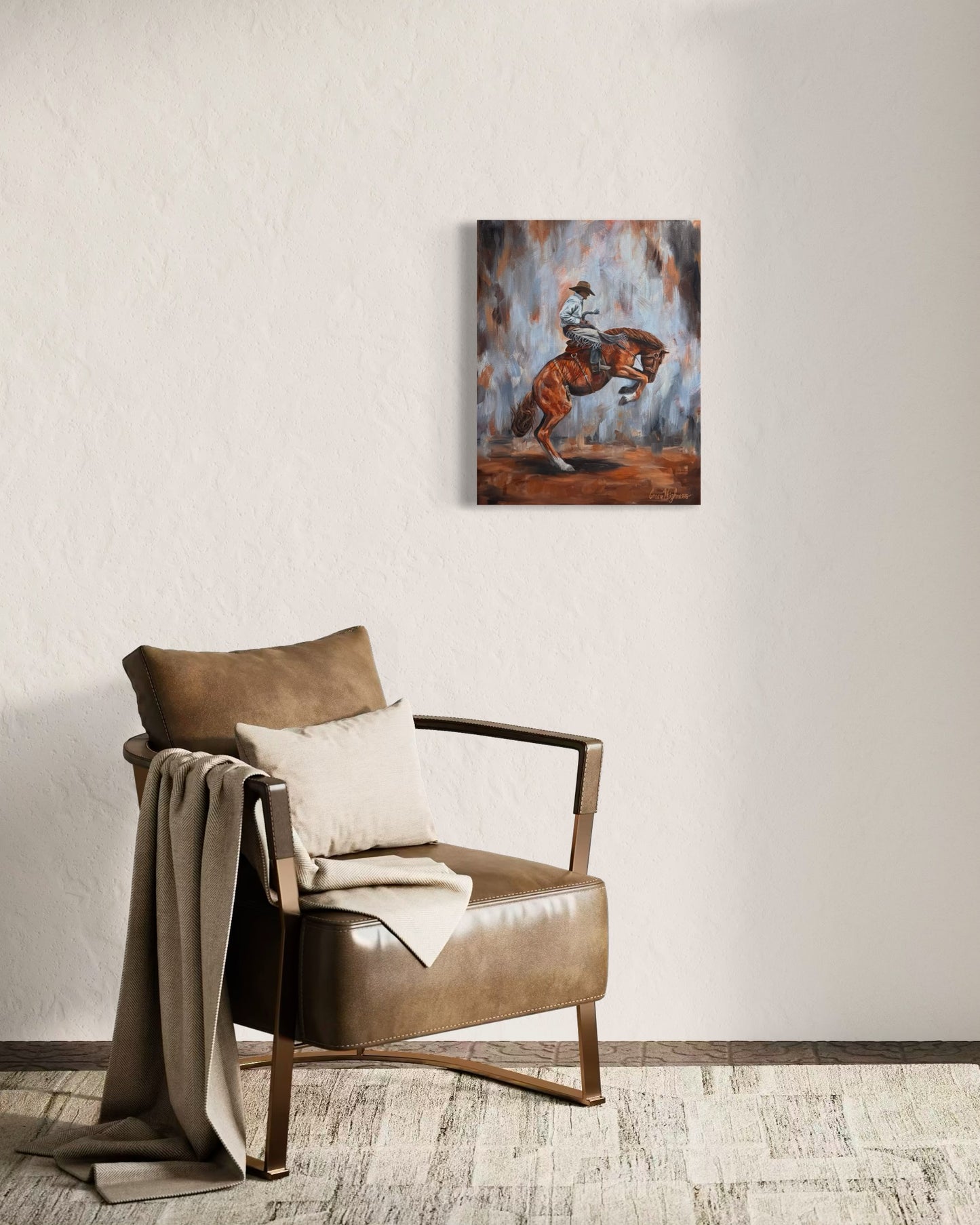 "Let 'er Buck" Original Oil Painting