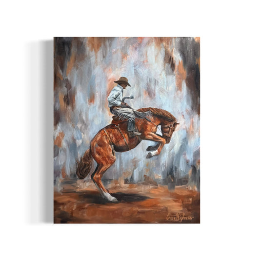 "Let 'er Buck" Original Oil Painting